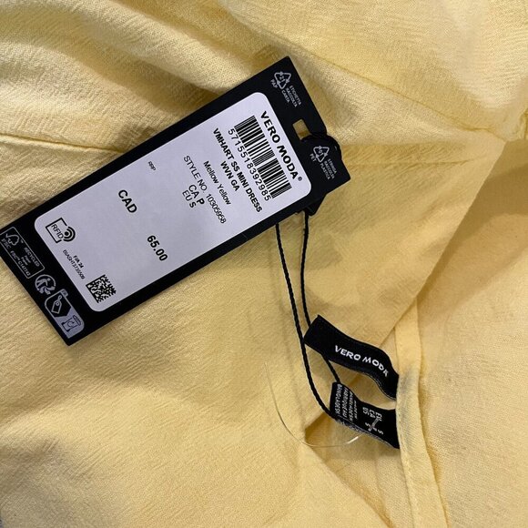 Vera Moda Women's Mellow Yellow Hart SS Mini Dress - NWT $65 - Picture 5 of 6